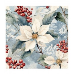 Pacote com 20 Guardanapos 33x33cm de Papel Mistura De Poinsetia de Inverno